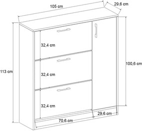 Παπουτσοθήκη Neft Megapap χρώμα λευκό 105x29,6x113εκ.