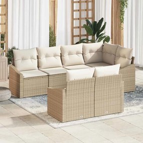 vidaXL Σετ Καναπέ Κήπου 7 pcs Μπεζ και Λευκό συνθετικό ρατάν