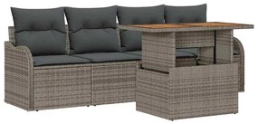 vidaXL Σετ Καναπέ Κήπου με μαξιλάρι 5 pcs Γκρι