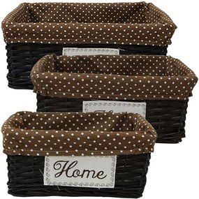 Καλάθια Home (Σετ 3Τμχ) 05-00-16127-2 40x30x16/34x24x14/28x18x12cm Multi-Brown Marhome Ύφασμα,Ψάθα