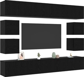 vidaXL Σετ επίπλου τηλεόρασης 8 pcs Μαύρη Οξυά Επεξεργασμένο ξύλο