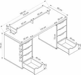 Γραφείο Λευκό BABAL 180x60x75