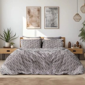 Beauty Home Σετ σεντόνια φανελένια King Size με λάστιχο Leonardo Art 12333 185x200+32 Γκρι