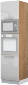 Επιδαπέδιο ντουλάπι φούρνου ψηλό Raval K23-60-RM-Καρυδί - Λευκό γυαλιστερό - 60.00Χ60.00Χ235.00cm