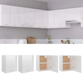 vidaXL Ντουλάπια Κρεμαστά Lyon 2 τεμ. Γυαλ. Λευκό 50x31x60εκ.