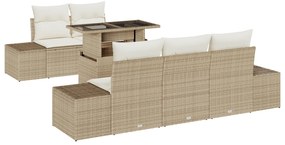 vidaXL Σετ Καναπέ 6 τεμαχίων της  με Μαξιλάρια Μπεζ Πολυ Ρατάν
