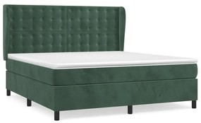 vidaXL Κρεβάτι Boxspring με Στρώμα Σκούρο Πράσινο 180x200εκ. Βελούδινο