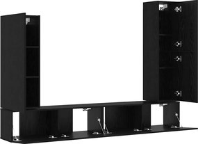 vidaXL Σετ επίπλου τηλεόρασης 4 pcs Μαύρη Οξυά Επεξεργασμένο ξύλο