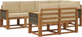 vidaXL Σειρά Καναπέ Εξωτερικού 7 pcs Φυσικό και Μπεζ Πολυεστέρας