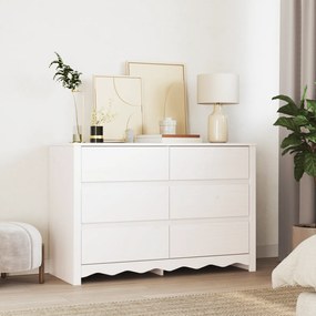 vidaXL Συρταριέρα "DRAMMEN" Λευκή 111x43x73,5 εκ Στερεό Ξύλο Πεύκου