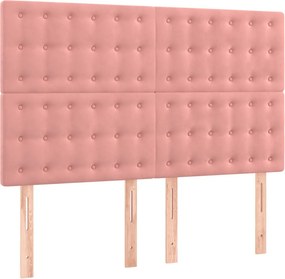 vidaXL Κρεβάτι Boxspring με Στρώμα Ροζ 140x190 εκ. Βελούδινο
