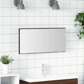 vidaXL Καθρέφτης μπάνιου  με φώτα LED Καφέ Δρυς 80x37 εκ.