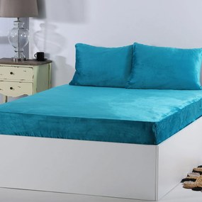 Σεντόνι Fleece Μονό Με Λάστιχο + Μαξιλαροθήκη (Σετ) Silk Fashion Solid Tile Blue