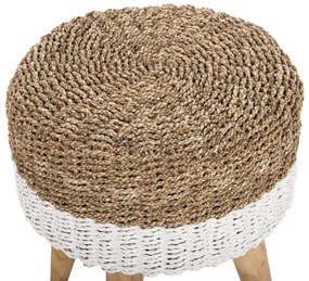 Σκαμπό BEAM απο Ξύλο TEAK και Seagrass σε Φυσικό και Λευκό Φ42x46Yεκ. 42x42x46 εκ.