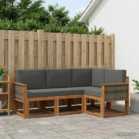 vidaXL Σειρά Καναπέ Εξωτερικού 4 pcs Φυσικό και Ανθρακί Πολυεστέρας