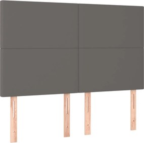 vidaXL Κρεβάτι Boxspring με Στρώμα &amp; LED Γκρι 140x200 εκ. Συνθ. Δέρμα