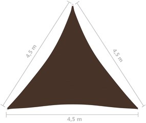 Πανί Σκίασης Τρίγωνο Καφέ 4,5 x 4,5 x 4,5 μ. από Ύφασμα Oxford - Καφέ