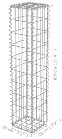 vidaXL Συρματοκιβώτιο Τοίχος 20x20x100 εκ. Γαλβαν.Χάλυβας + Καλύμματα