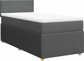 vidaXL Κρεβάτι Boxspring με Στρώμα Σκούρο Γκρι 90x200 εκ. Υφασμάτινο