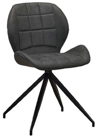 Καρέκλα Μεταλλική NORMA Μαύρη/Ύφασμα Suede Ανθρακί 51x53x81cm (Σετ 2 ΤΕΜ)