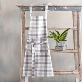 Ποδιά Κουζίνας Ολόσωμη Check Grey Ρυθμός 100% Cotton