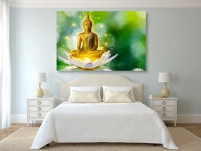 Εικόνα του χρυσού Βούδα σε λουλούδι λωτού