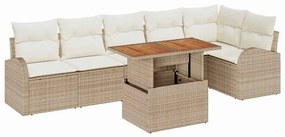 vidaXL Σετ Καναπέ Κήπου με αποθήκευση 7 pcs Μπεζ Πολυ ράταν