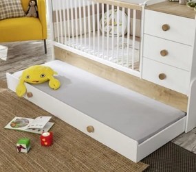 Βρεφική πολυμορφική κούνια NATURA BABY  with Telescopic Rail Λευκό + Φυσικό χρώμα  ΝΑ-1015  80x180εκ.  Cilek