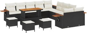 vidaXL Σετ Καναπέ Κήπου 14 pcs Μαύρο συνθετικό ρατάν
