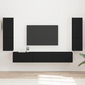 vidaXL Σετ επίπλου τηλεόρασης 4 pcs Μαύρο Επεξεργασμένο Ξύλο