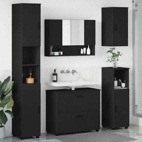 vidaXL Σετ Επίπλων Μπάνιου με συρτάρι 5 pcs Μαύρο 30 x 35 x 192 εκ.