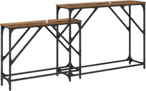 vidaXL Τραπέζι κονσόλας 2 τμχ. Παλιό Ξύλο 100 x 28 x 75 εκ.