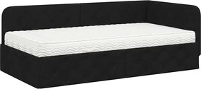 vidaXL Κρεβάτι Γωνίας Μαύρο 90 x 190 cm ύφασμα