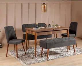 Extendable Dining Table &amp; Chairs Set (5 Pieces) Vina 1053 - 4 - Anthracite, Walnut Walnut
Anthracite