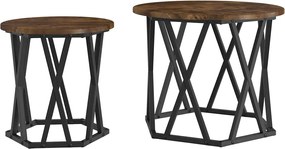vidaXL Τραπεζάκι Πλευράς 2 pcs Καπνιστό Δρύς