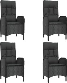 vidaXL Σετ Τραπεζαρίας Κήπου 5 Τεμαχίων Μαύρο Συνθ. Ρατάν με Μαξιλάρια