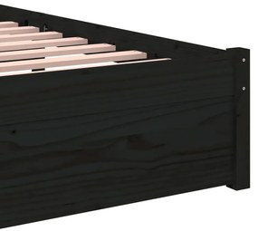 vidaXL Πλαίσιο Κρεβατιού Μαύρο 75 x 190εκ. από Μασίφ Ξύλο Small Single