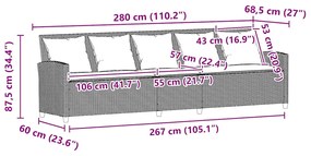 ΚΑΝΑΠΕΣ ΚΗΠΟΥ 5ΘΕΣΙΟΣ ΜΕ ΜΑΞΙΛΑΡΙΑ ΜΑΥΡΟ POLY RATTAN 4104112