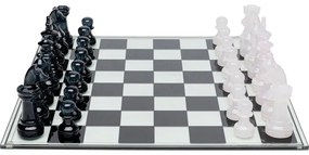 Διακοσμητικό Επιτραπέζιο Chess Λευκό/Μαύρο 60x60x13 εκ. - Ασημί