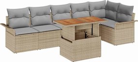 vidaXL Σετ Καναπέ Κήπου με αποθήκευση 7 pcs Μπεζ Πολυ ράταν