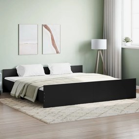 Πλαίσιο Κρεβατιού με Κεφαλάρι &amp; Ποδαρικό Μαύρο 200 x 200 εκ.