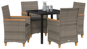 vidaXL Set Εξωτερικών Καταναλωτικών Επίπλων  5 Τεμαχίων με Μαξιλάρια Γκρι Πολυ Ράταν