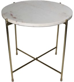 Τραπεζάκι ArteLibre Λευκό Μάρμαρο/Μέταλλο 40x40x40cm-05150526