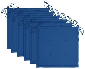 Καρέκλες Τραπεζαρίας Εξ. Χώρου 6 τεμ. Ξύλο Ακακίας με Μαξιλάρια - Μπλε