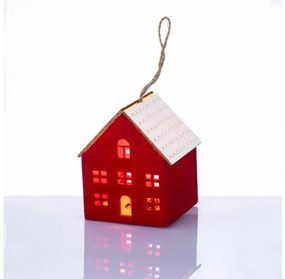 Λαμπάκια Felt House Wooden Roof Κόκκινο 1 Mini LED Θερμό Φως Μπαταρίας 3xAG10 X06119259 ACA-X06119259-Κόκκινο X06119259