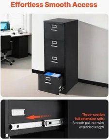 VEVOR 4 Drawer File Cabinet Metal Vertical Cabinet with Lock for Home Office