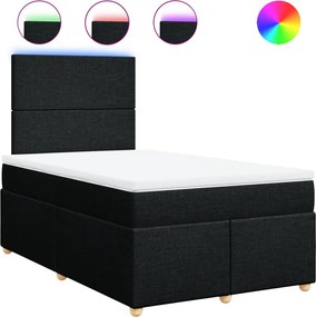 vidaXL Κρεβάτι Boxspring με Στρώμα Μαύρο 120x190 εκ. Υφασμάτινο