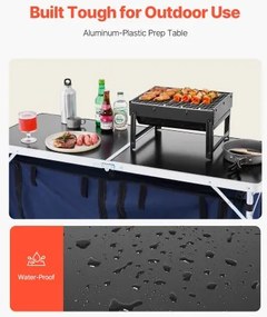 VEVOR Camping Kitchen Table Folding Portable Cook Station 3 Adjustable Heights