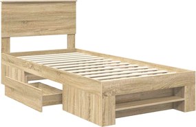 vidaXL Σκελετός Κρεβατιού Δρύς Sonoma 90 x 200 cm Επεξεργασμένο Ξύλο
