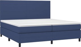 vidaXL Κρεβάτι Boxspring με Στρώμα &amp; LED Μπλε 200x200 εκ. Υφασμάτινο
